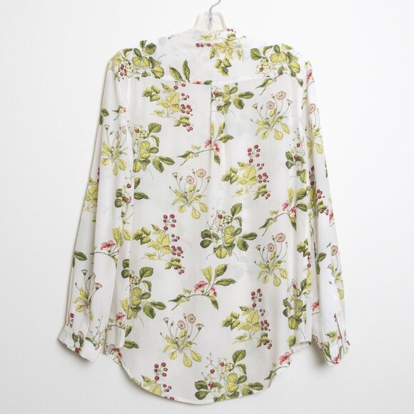 Equipment 100% Silk Blouse White Floral Botanical Print Long Sleeve Small - Picture 3 of 13